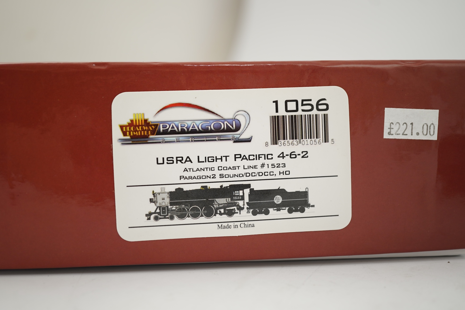 A boxed HO gauge Broadway Limited Paragon 2 Series (1056) model of Atlantic Coast Line, USRA Light Pacific, 1523, 4-6-2 locomotive with bogie tender, powered for two rail operation.
